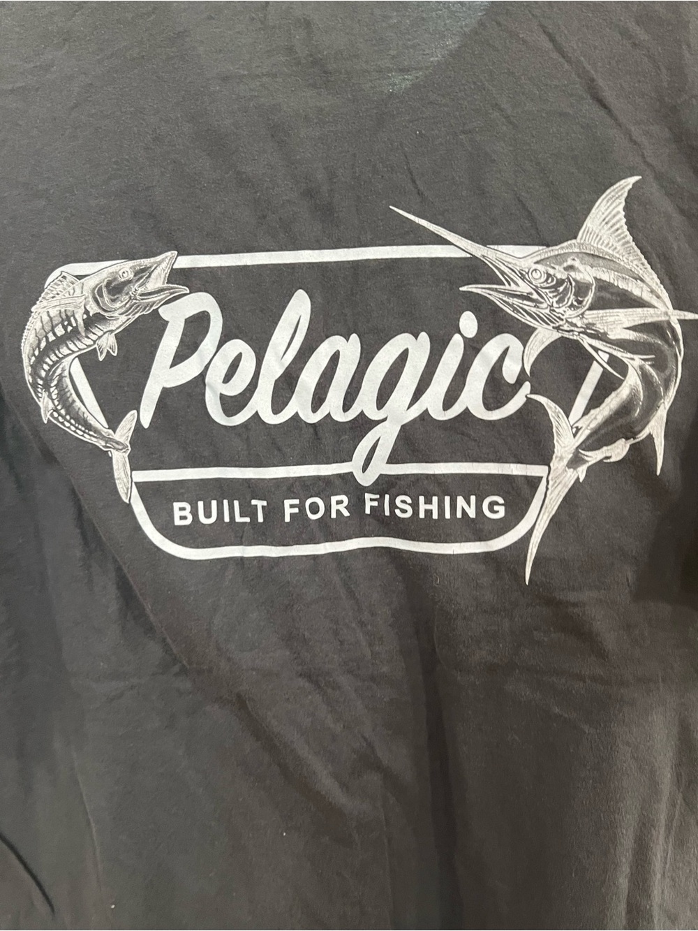 Pelagic Black/Grey Tee with White Fishing Logo